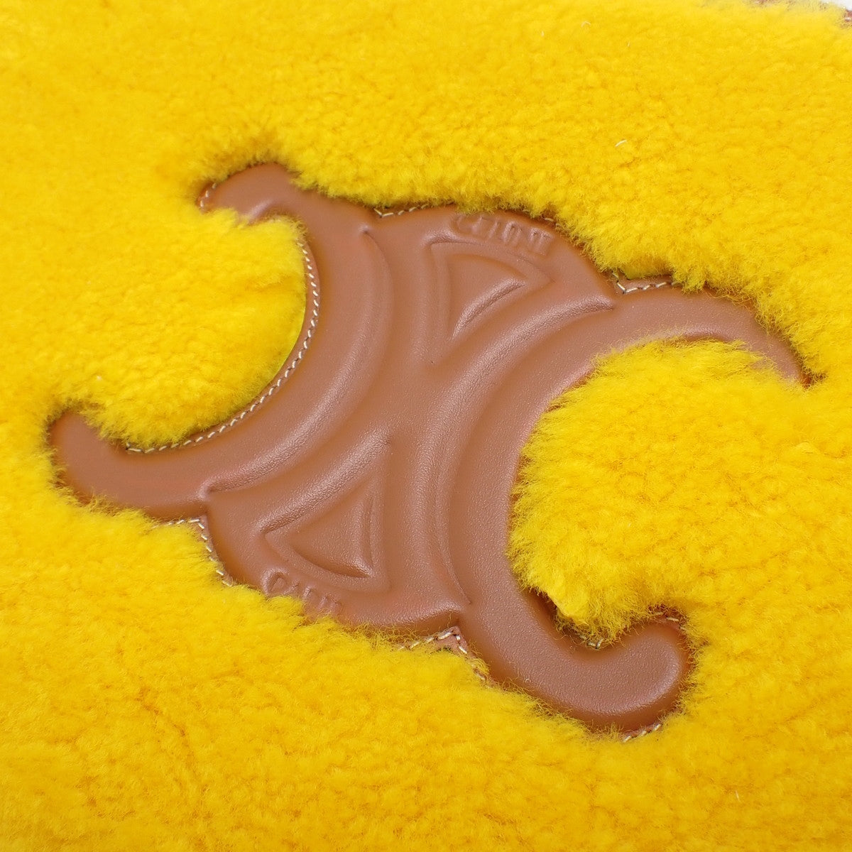 Triomphe Mouton 手拿包，光滑皮革，黄色和棕色