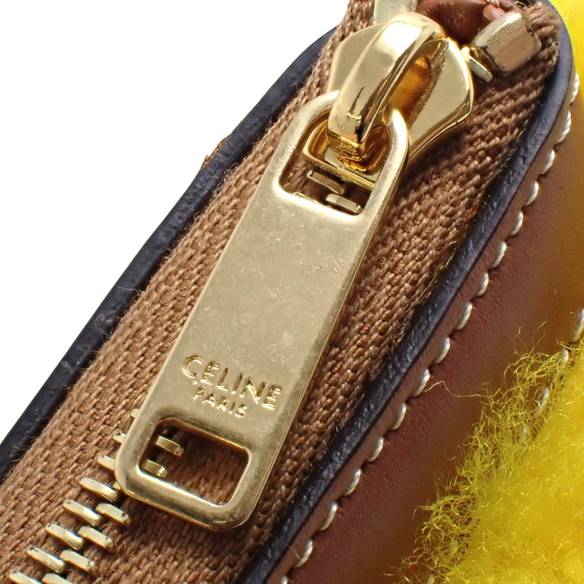 Triomphe Mouton Clutch, Smooth Leather, Yellow Brown