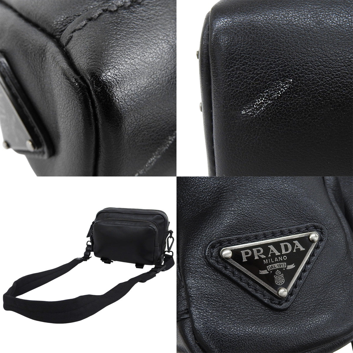 ロゴプレートショルダーバッグ カーフ ブラック 2VH043