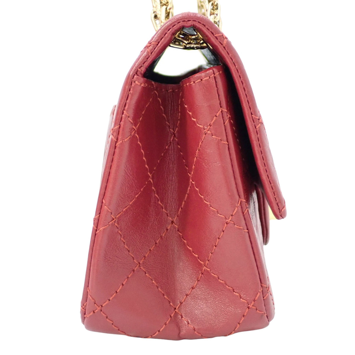 2.55/Matelasse 链条单肩包 小牛皮 红色 AS0874