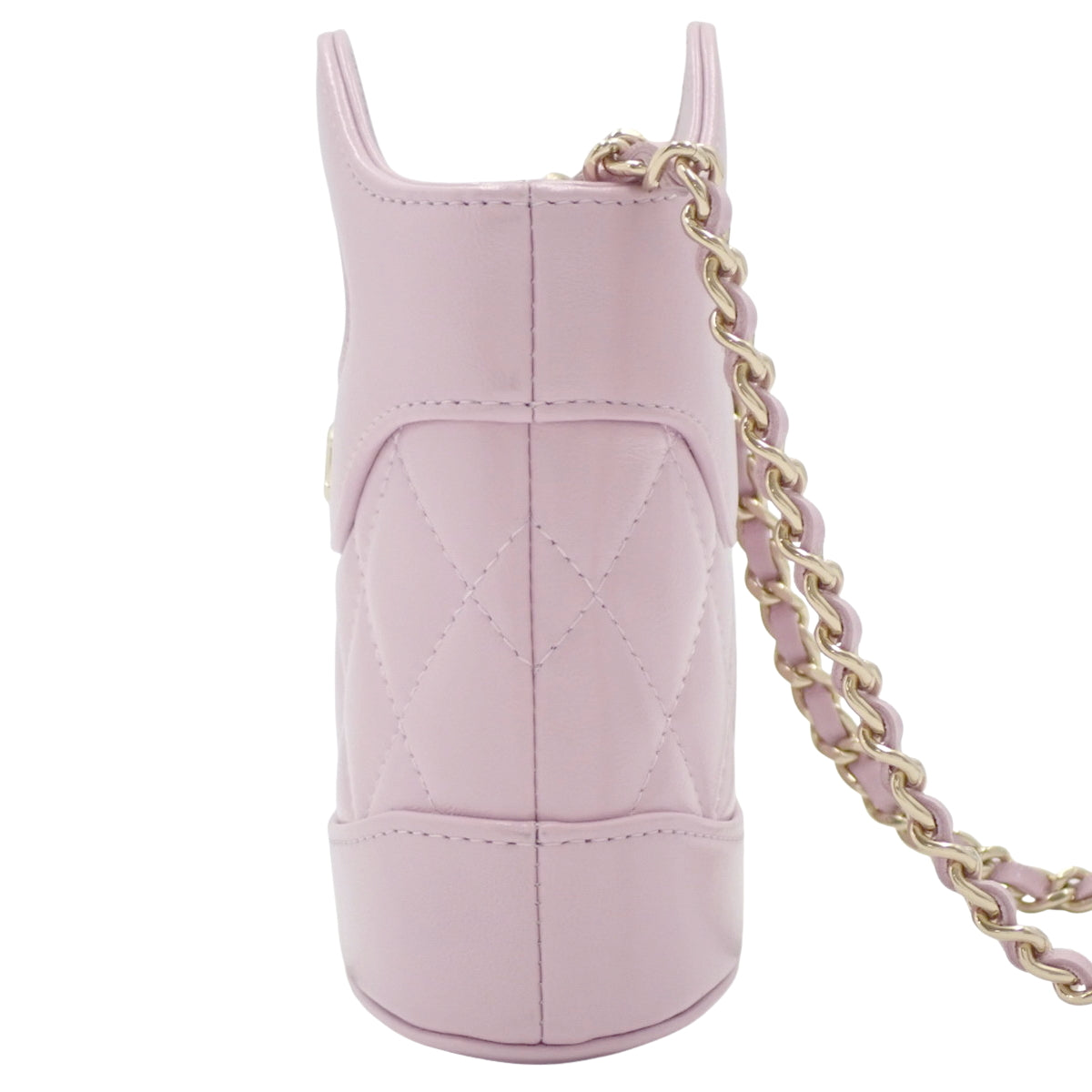 Matelasse Coco标志迷你链条单肩包，羊皮，浅紫色，AP3924