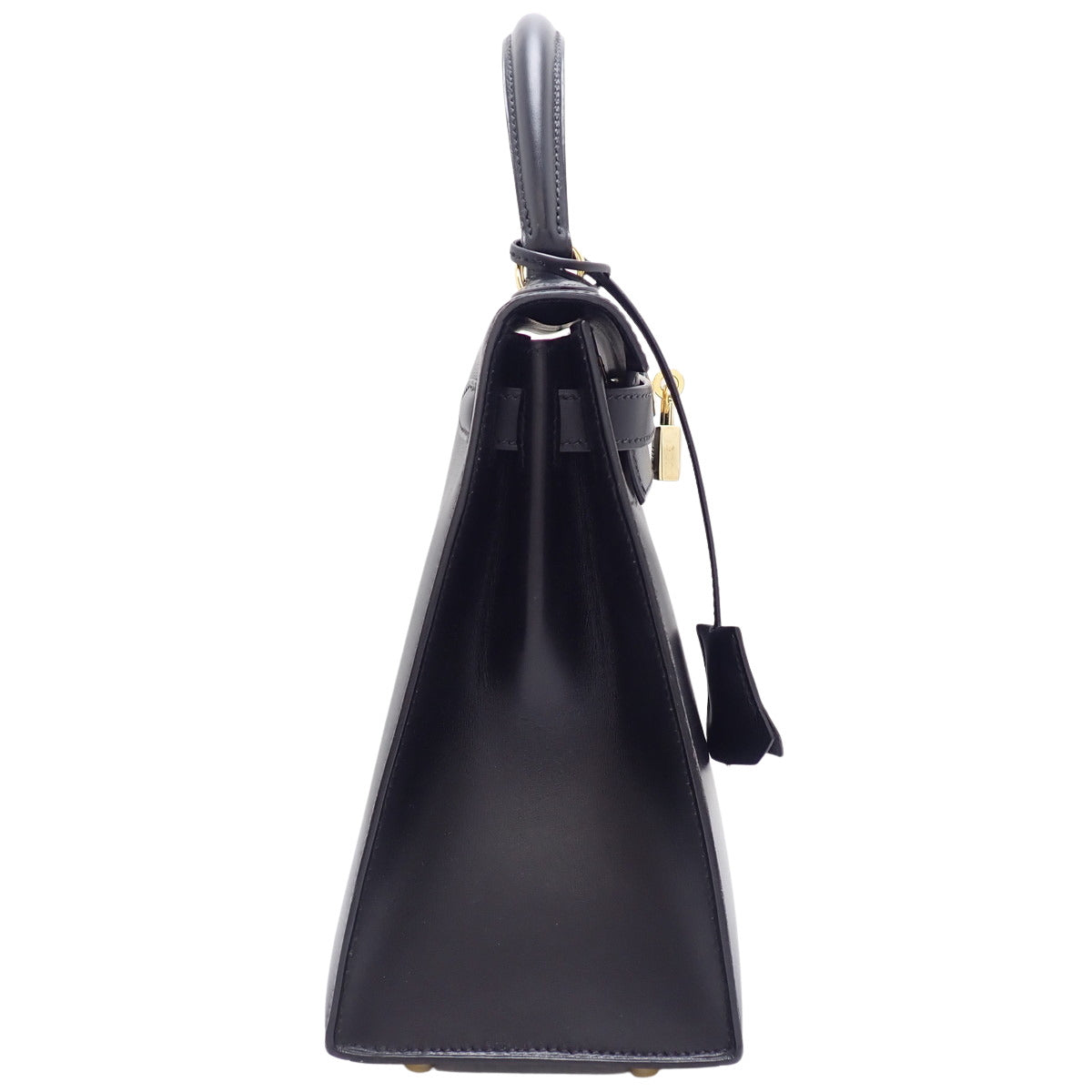 Kelly 28 (Exterior Stitched) Box Calfskin, Black, Gold Hardware, 〇Z Stamp