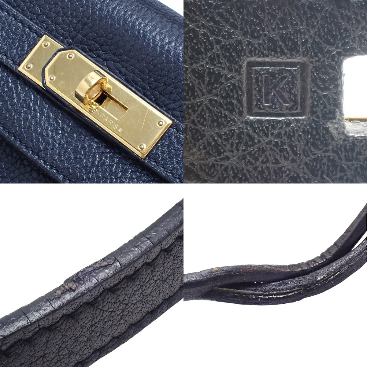 凯莉28（内缝）Taurillon Clemence皮革 黑色 金色五金件 □K刻印