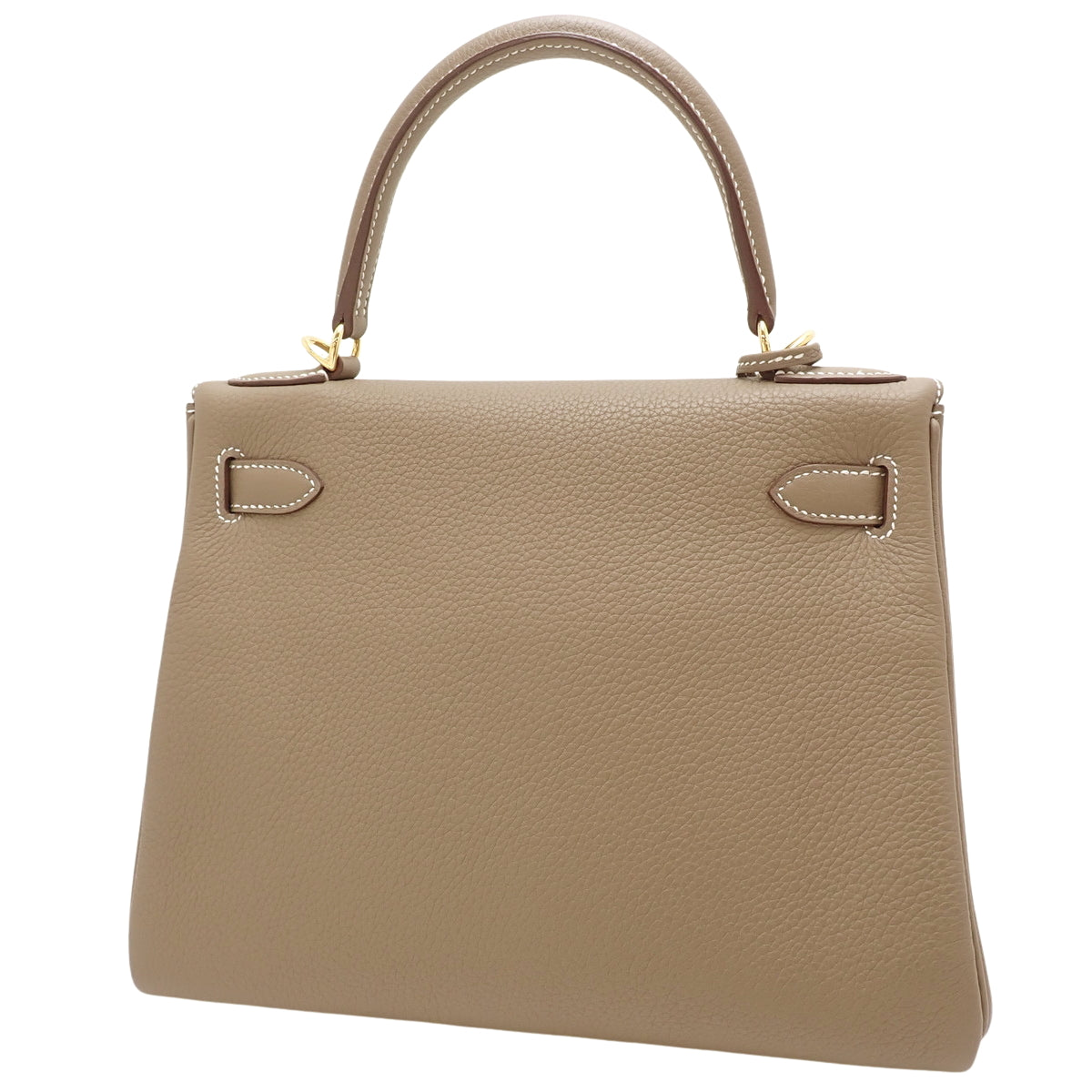 Kelly 28 (inner-stitched) Togo leather, Etoupe/Etoupe color, gold hardware, B stamp.