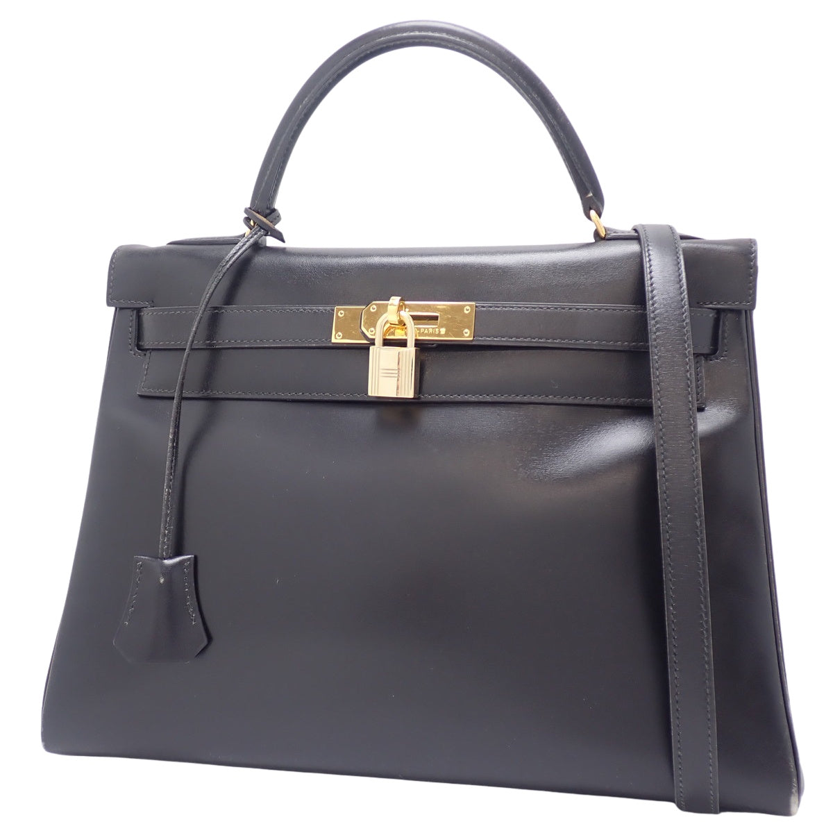 Kelly 32 (inner-stitched) Box Calf Black Gold Hardware 〇V stamp