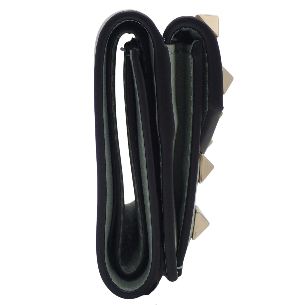 绿色皮革铆钉三折钱包 (3W2P0Q47BOL)