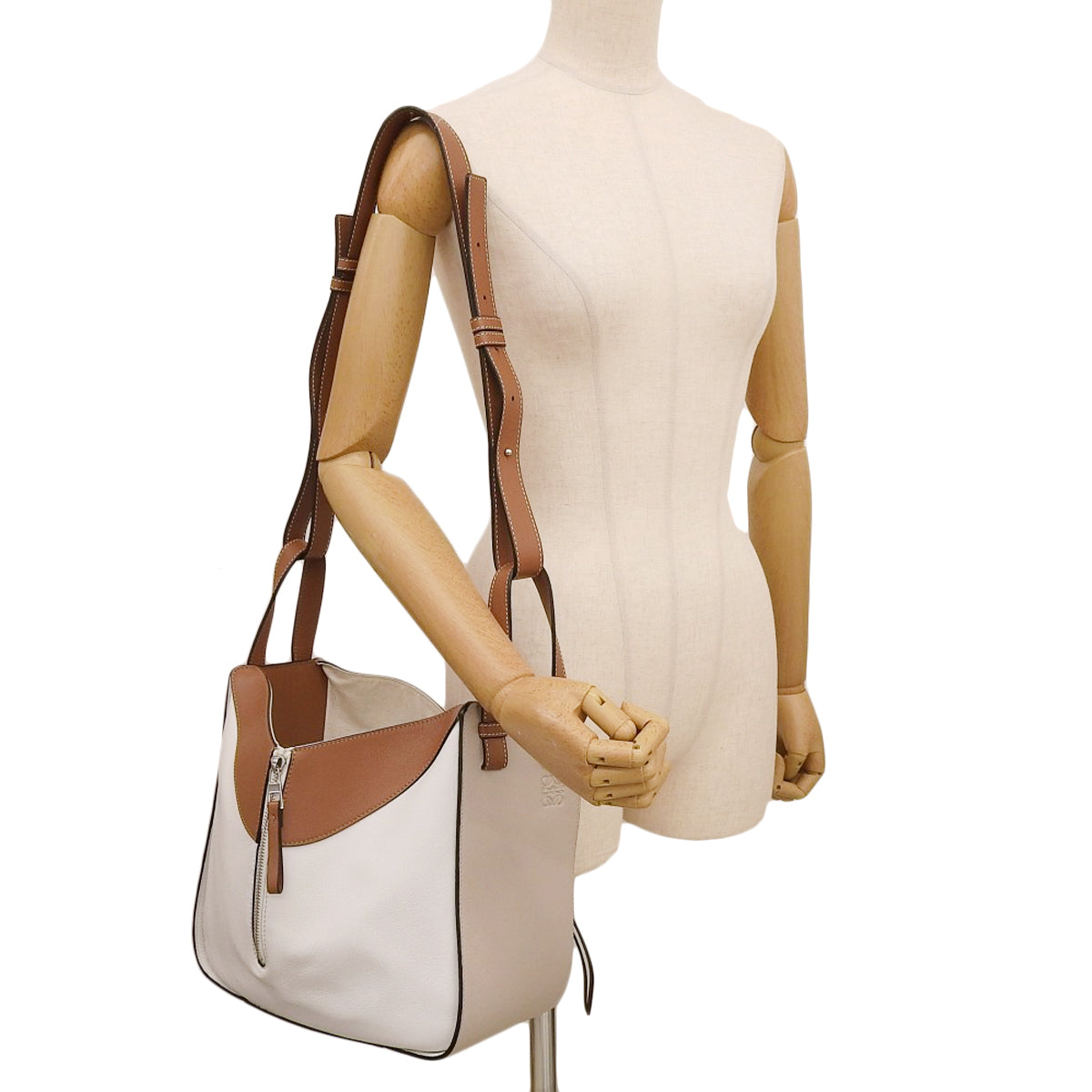 Hammock Small Bag in Calfskin, White, Brown, and Beige