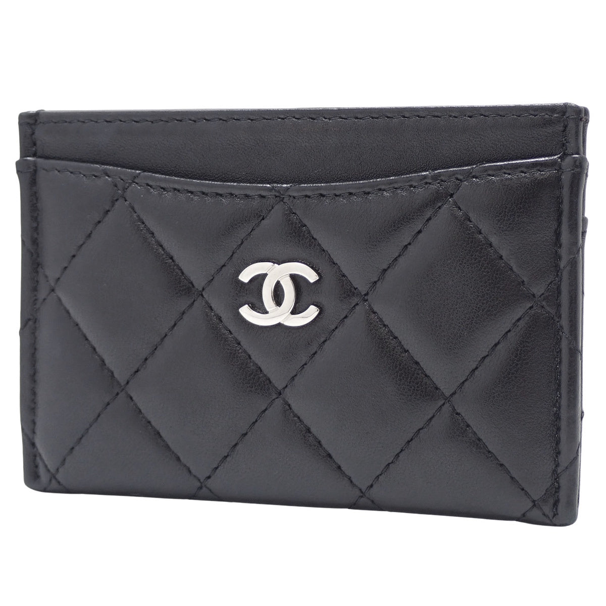 Matelasse Classic Card Case, Lambskin, Black, AP0213