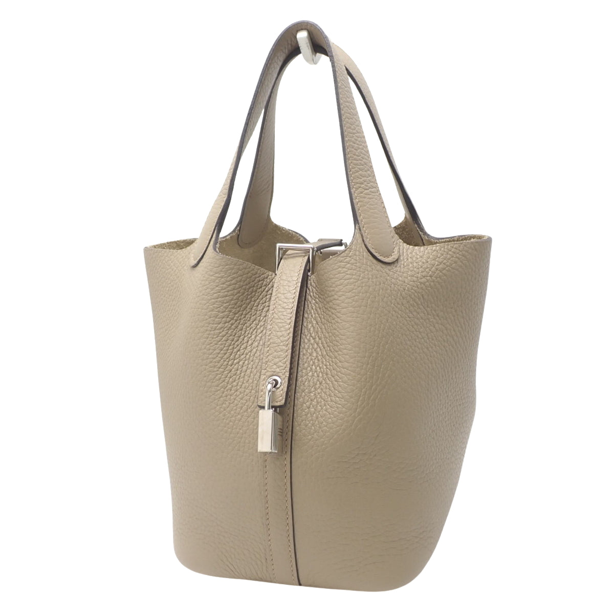 Picotin Lock PM, Torayonne Clemence leather, Beige Marfa color, silver hardware, B stamp.