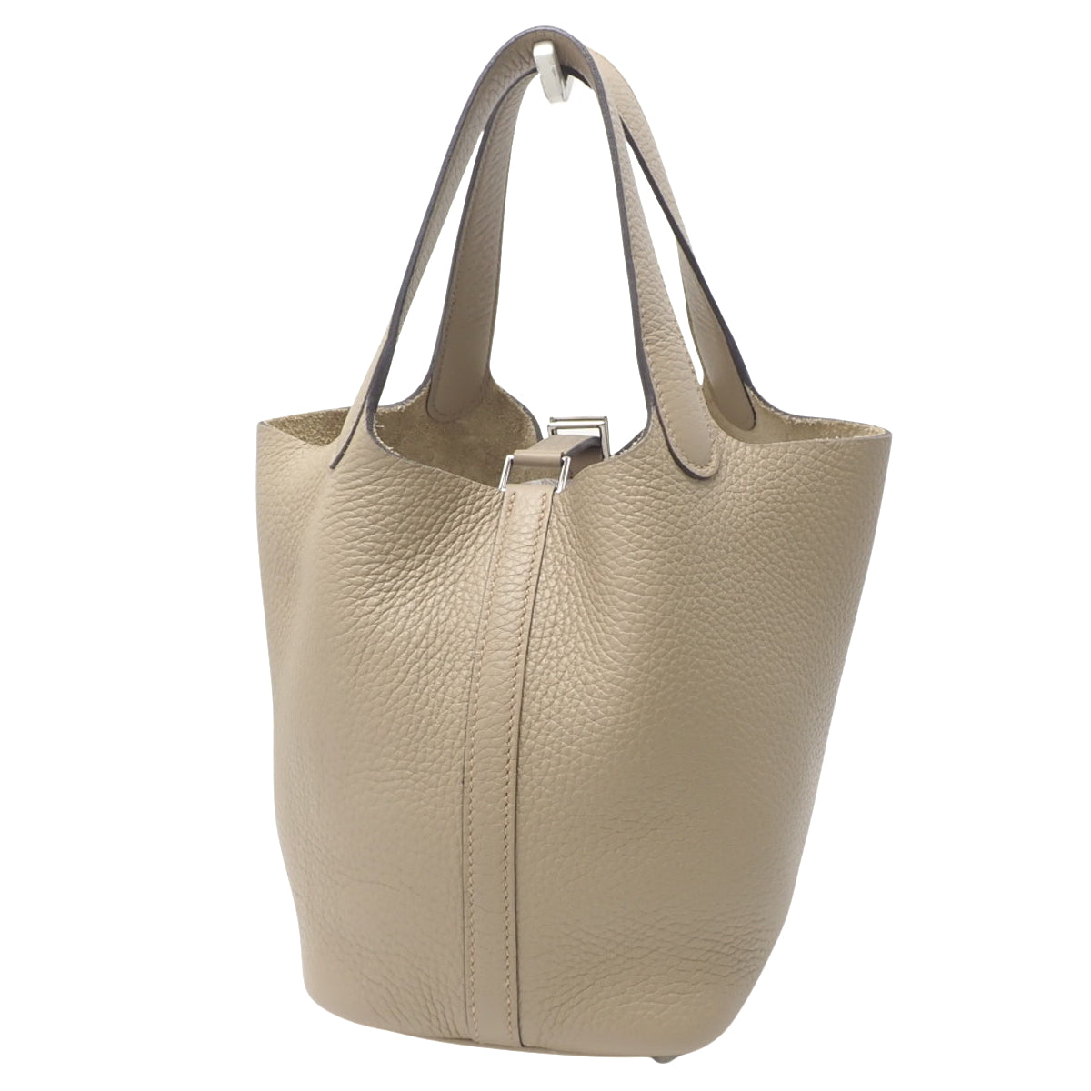 Picotin Lock PM, Torayonne Clemence leather, Beige Marfa color, silver hardware, B stamp.