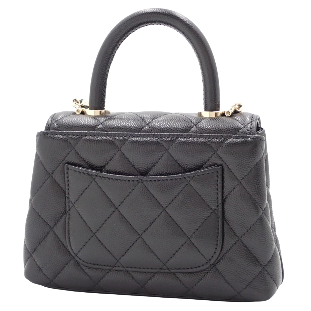 Matelasse Coco Handle XXS Top Handle Bag, Caviar Skin, Black, AS2215