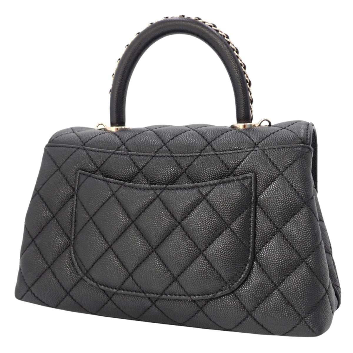 Matelasse Coco Handle Flap Bag, Caviar Skin, Black, A92990