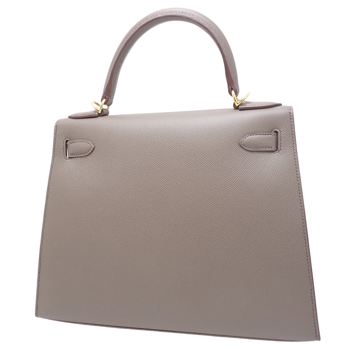 Kelly 28 (exterior stitching), Epsom calfskin, Etoupe (color), gold hardware, Z stamp.