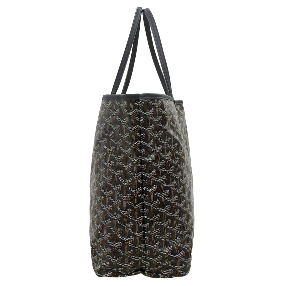 Saint Louis PM, PVC coated canvas, Goyardin canvas, black, herringbone pattern.