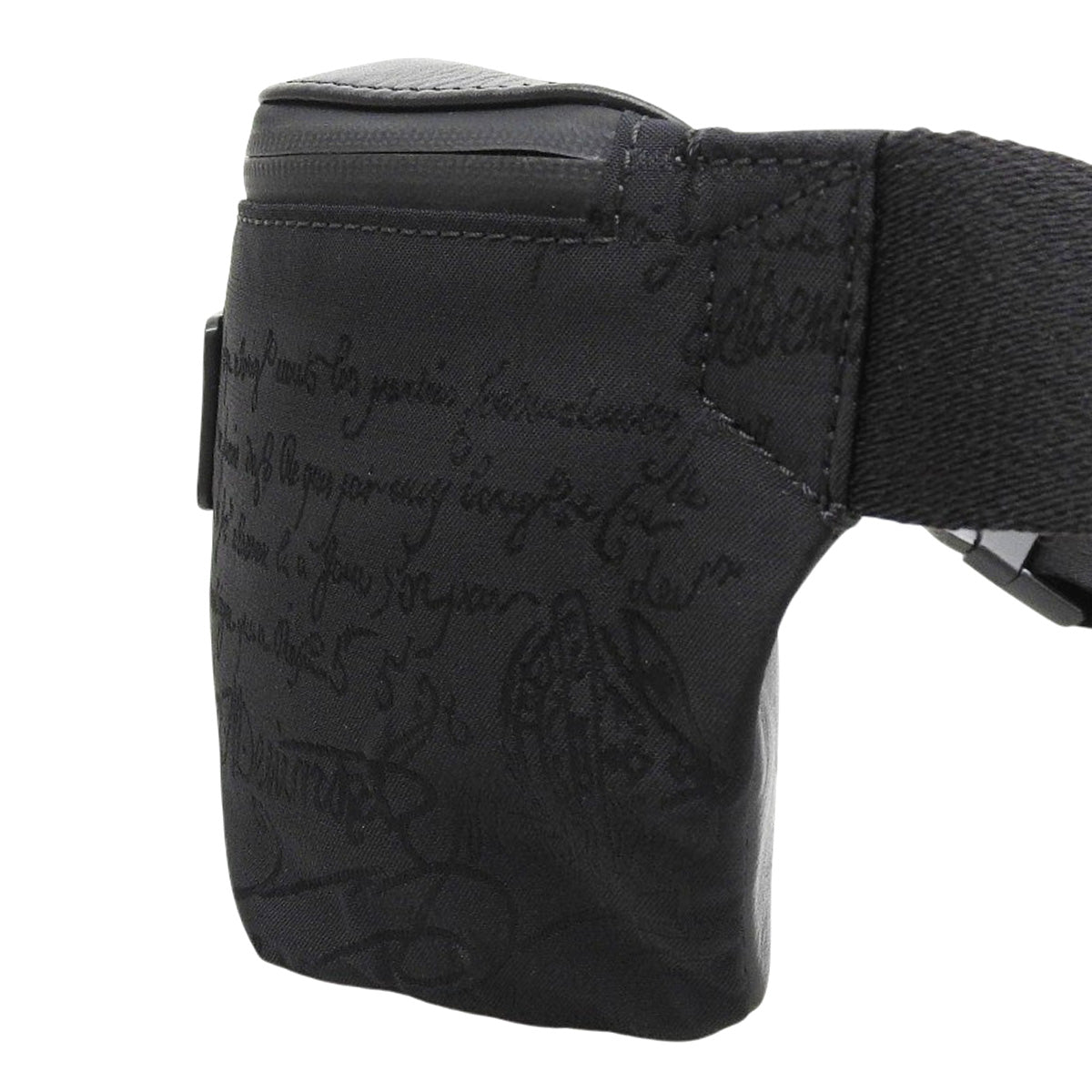 Calligraphy Body Bag Nylon Leather Black