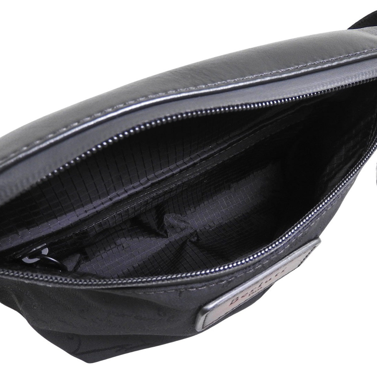 Calligraphy Body Bag Nylon Leather Black