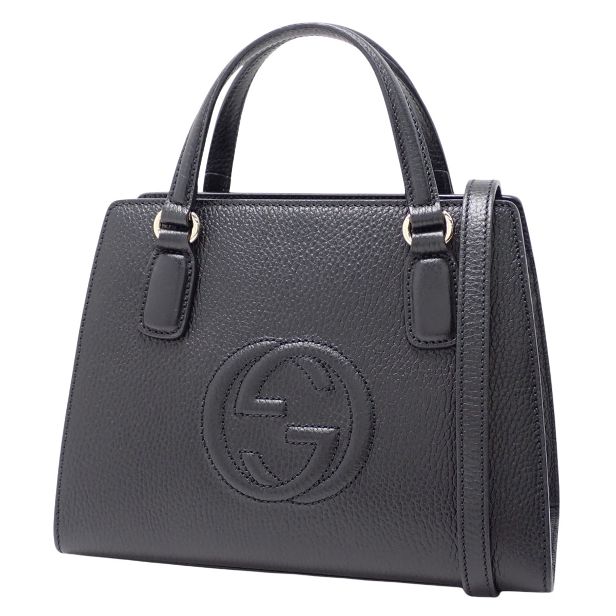 Soho 手提包，黑色皮革，货号 607722