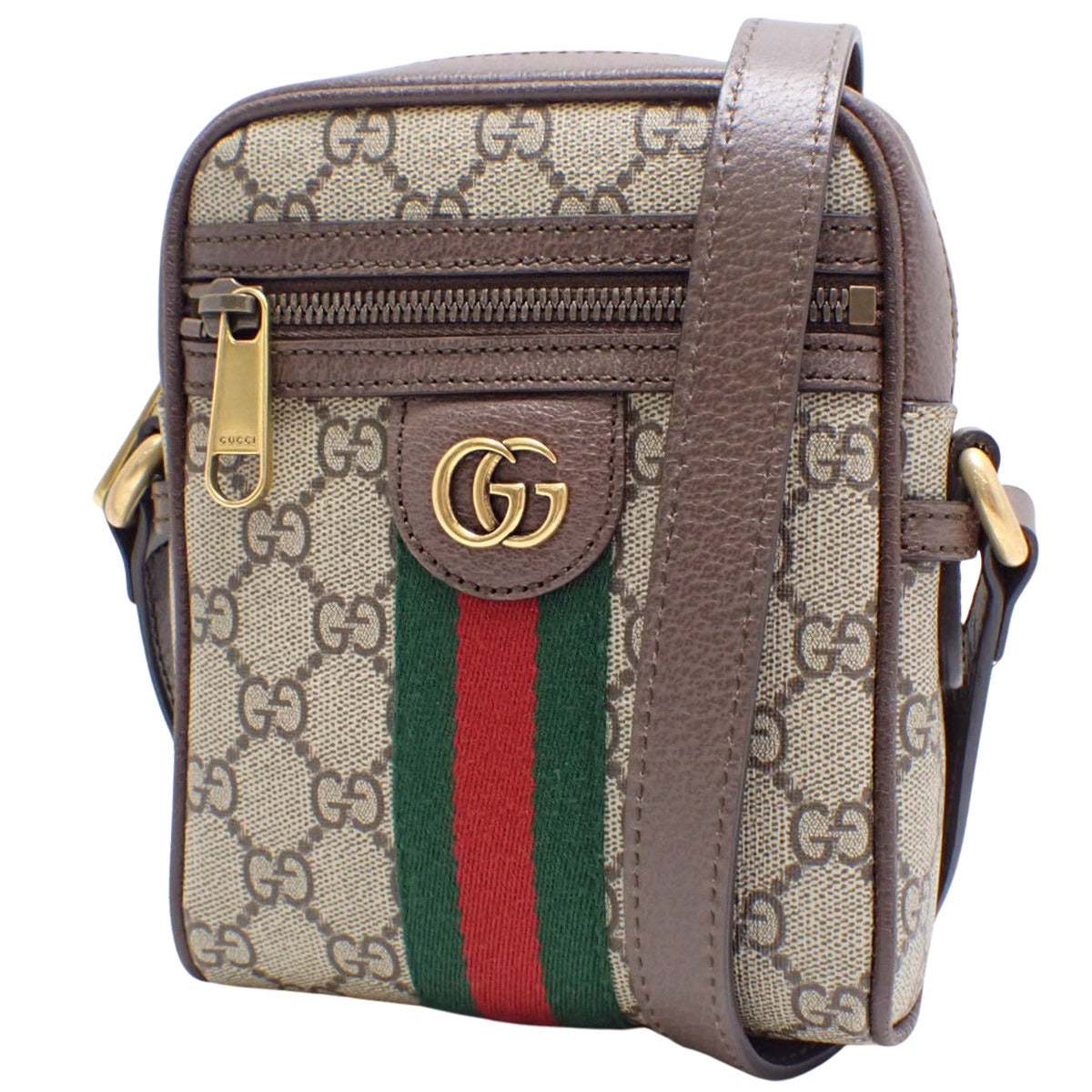 Ophidia迷你斜挎包，GG Supreme帆布材质，米色/乌木色