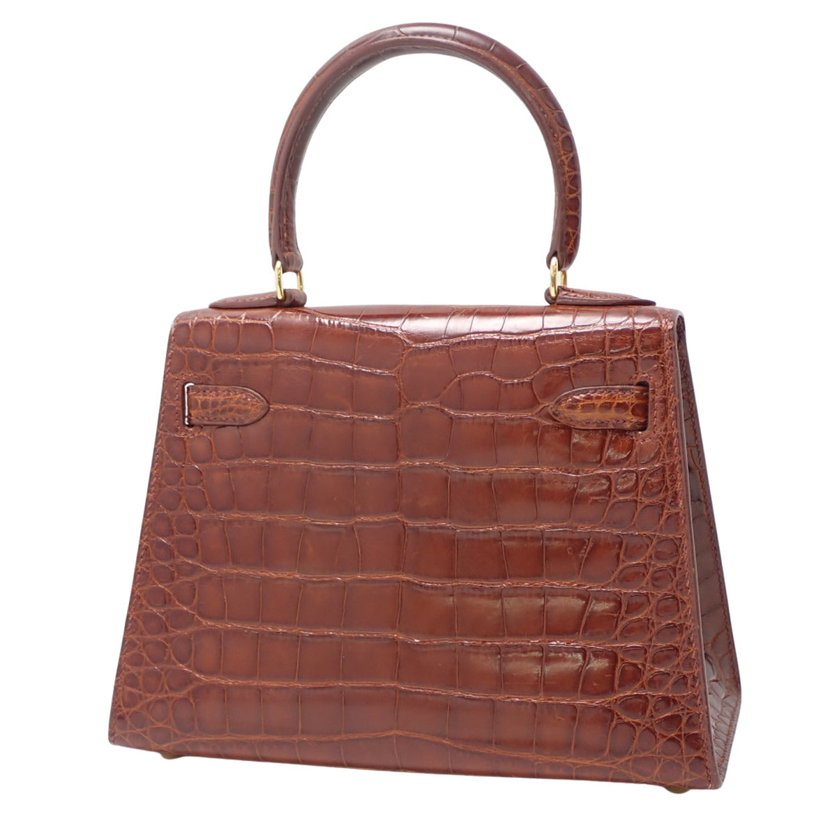 迷你凯莉包，鳄鱼皮/短吻鳄皮，金色五金配件，D字印记