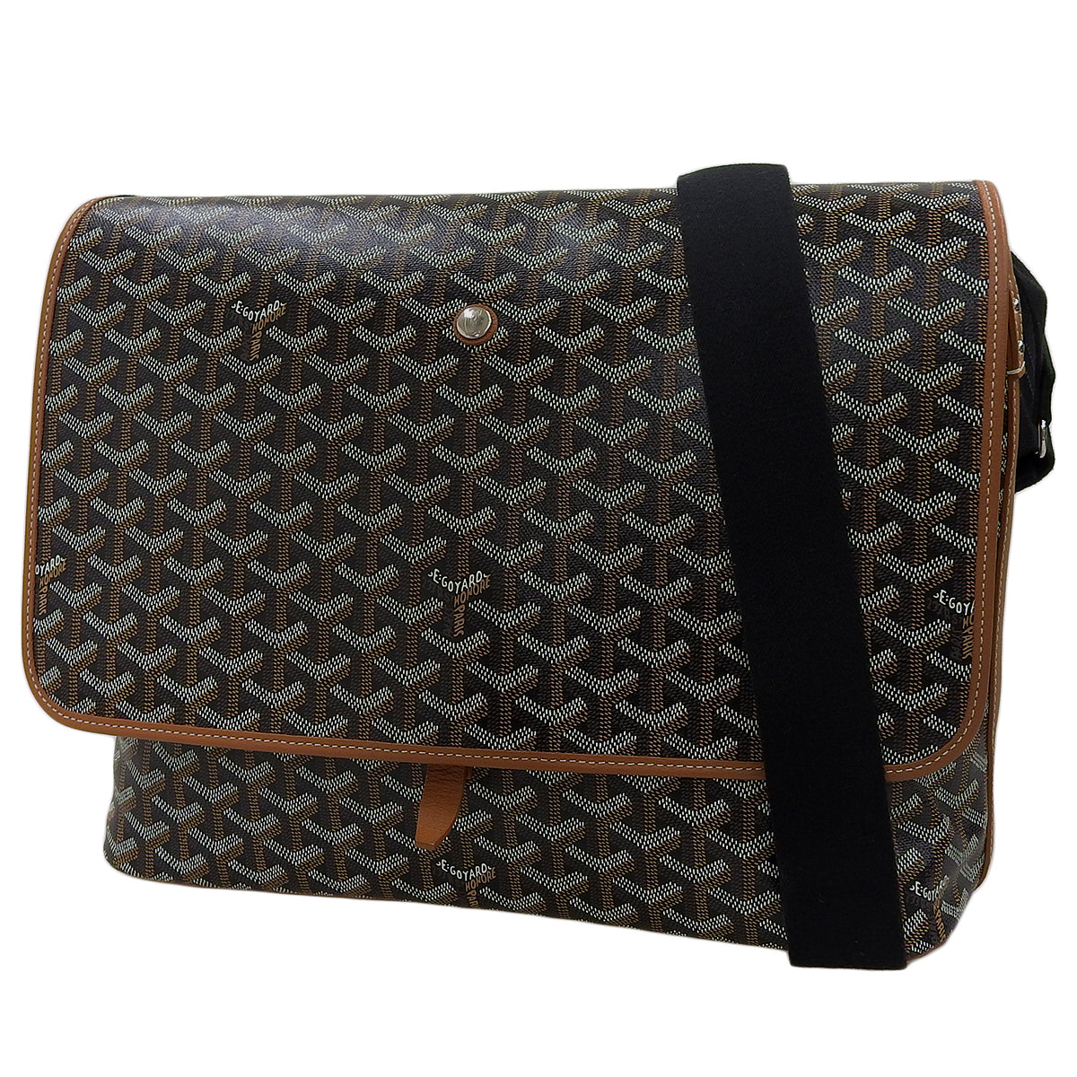Capessienne MM PVC-coated canvas, Goyardin canvas, black, brown, white, herringbone pattern.