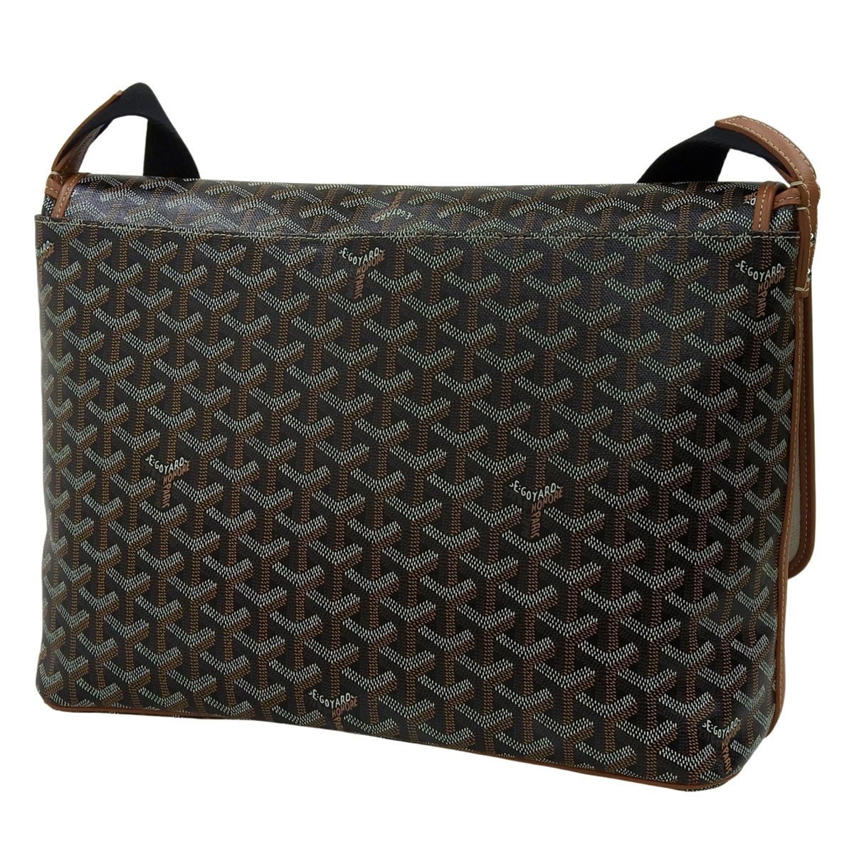 Capessienne MM PVC-coated canvas, Goyardin canvas, black, brown, white, herringbone pattern.