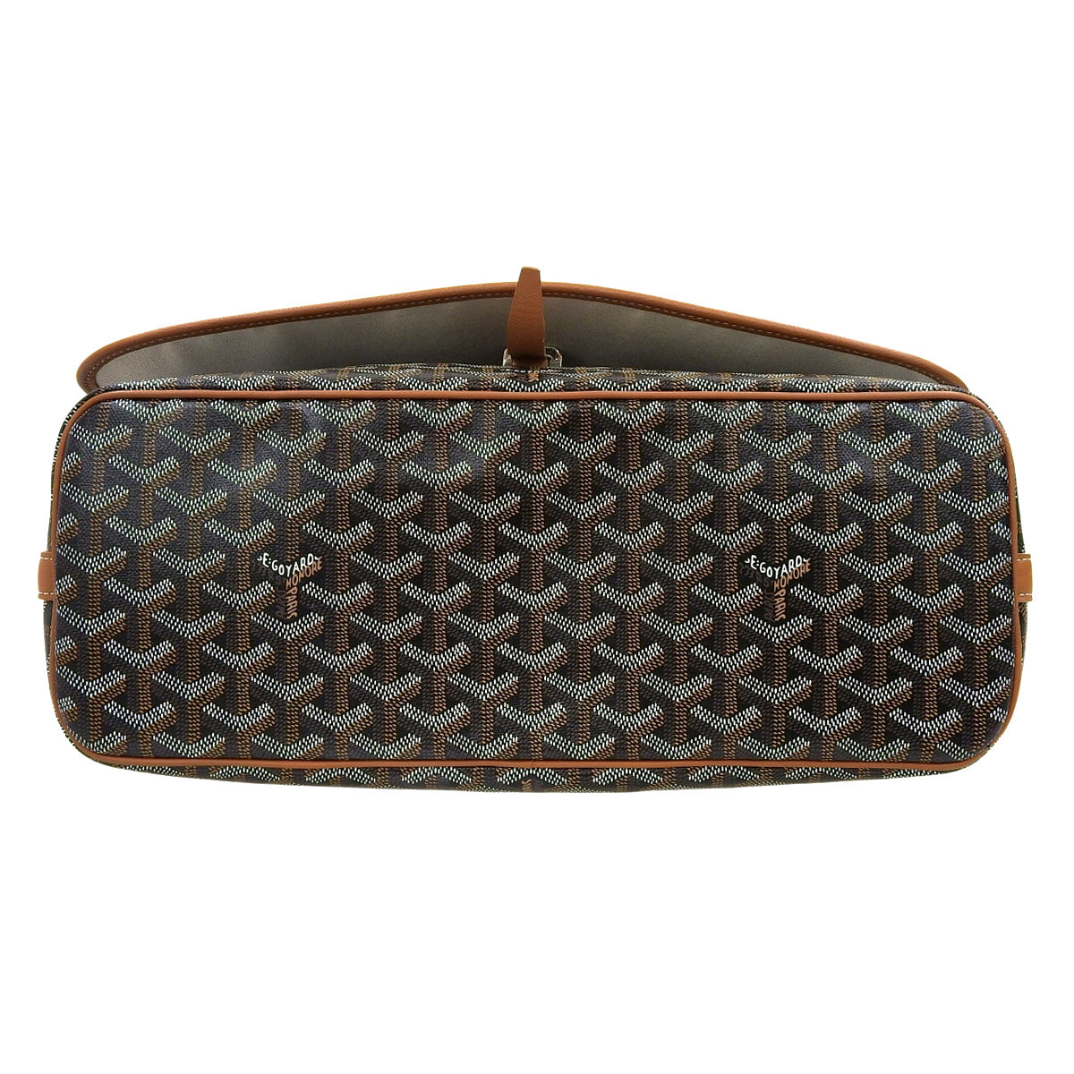 Capessienne MM PVC-coated canvas, Goyardin canvas, black, brown, white, herringbone pattern.