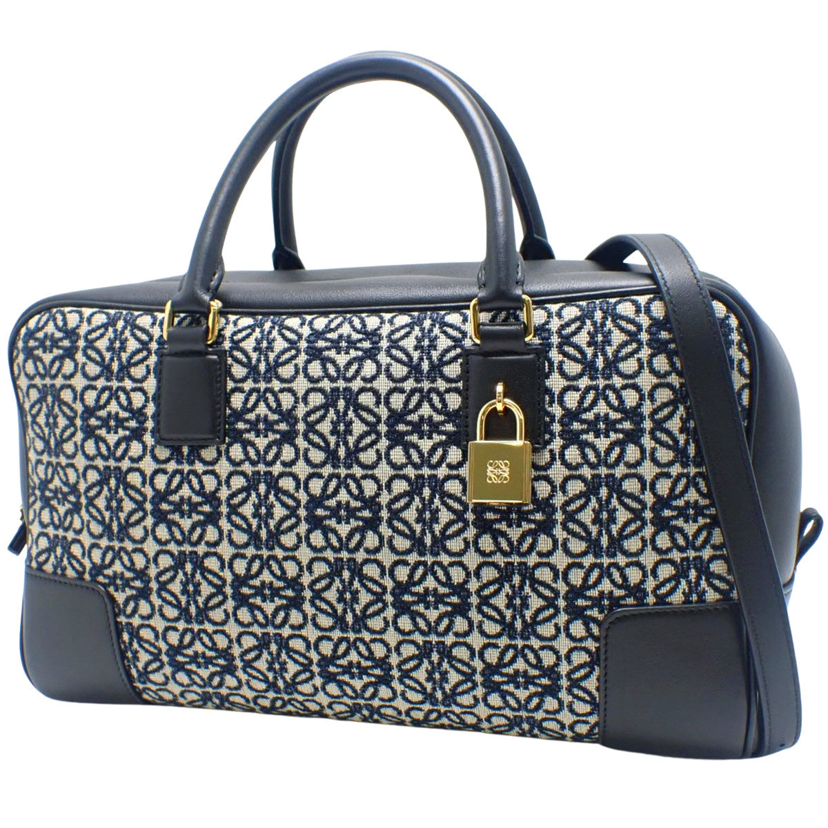 アマソナ28 カーフ アナグラムジャガード ブラック ネイビー A039N08X02