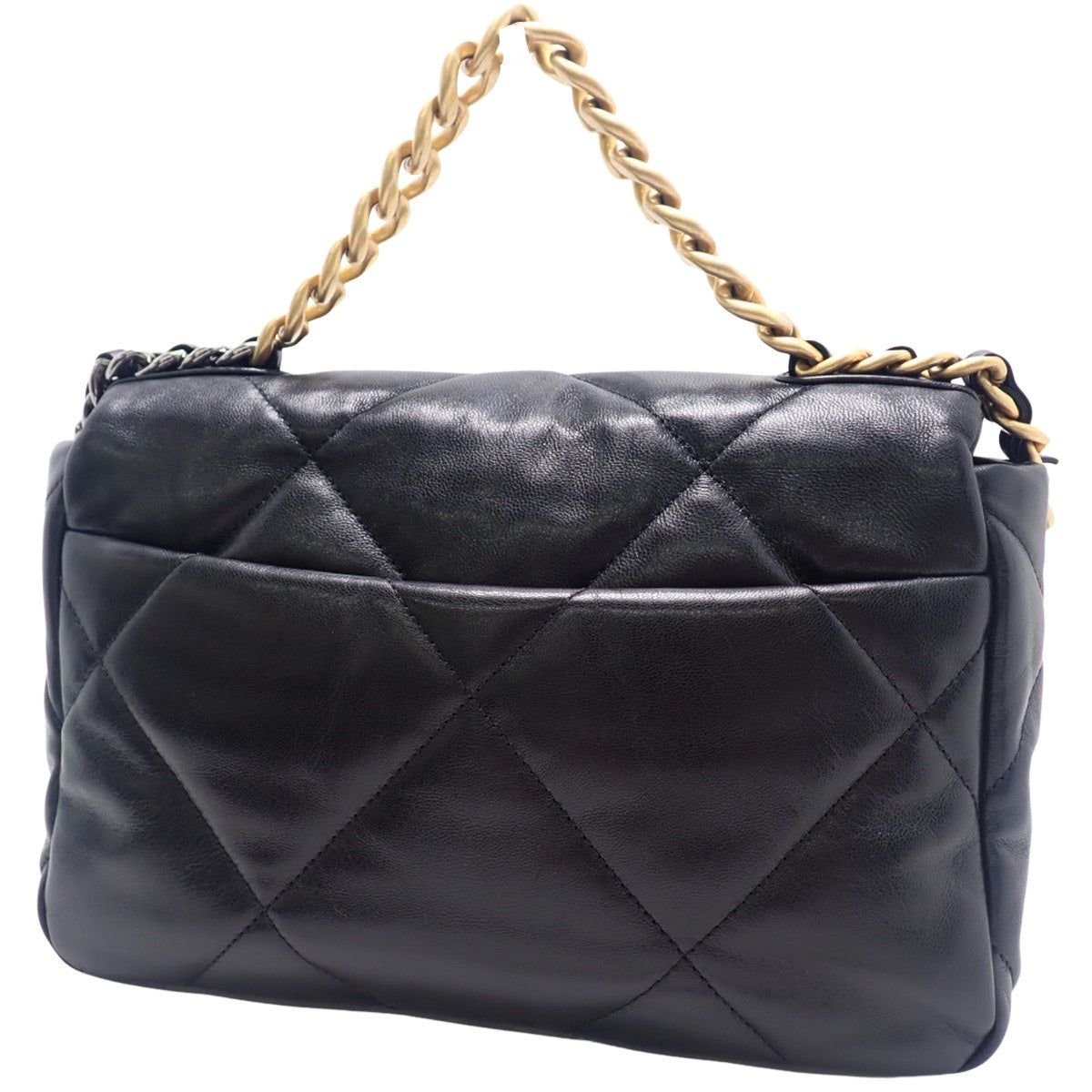 Matelasse Chanel 19 Leather Black Shoulder Bag/Crossbody Bag with Chain Strap