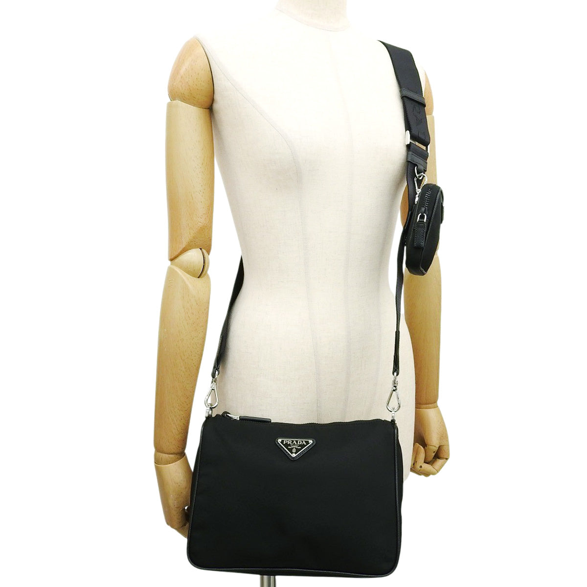 Re-Nylon 包，尼龙和 Saffiano 皮革，黑色，2VH113_2DMH_F0002_V_XOP