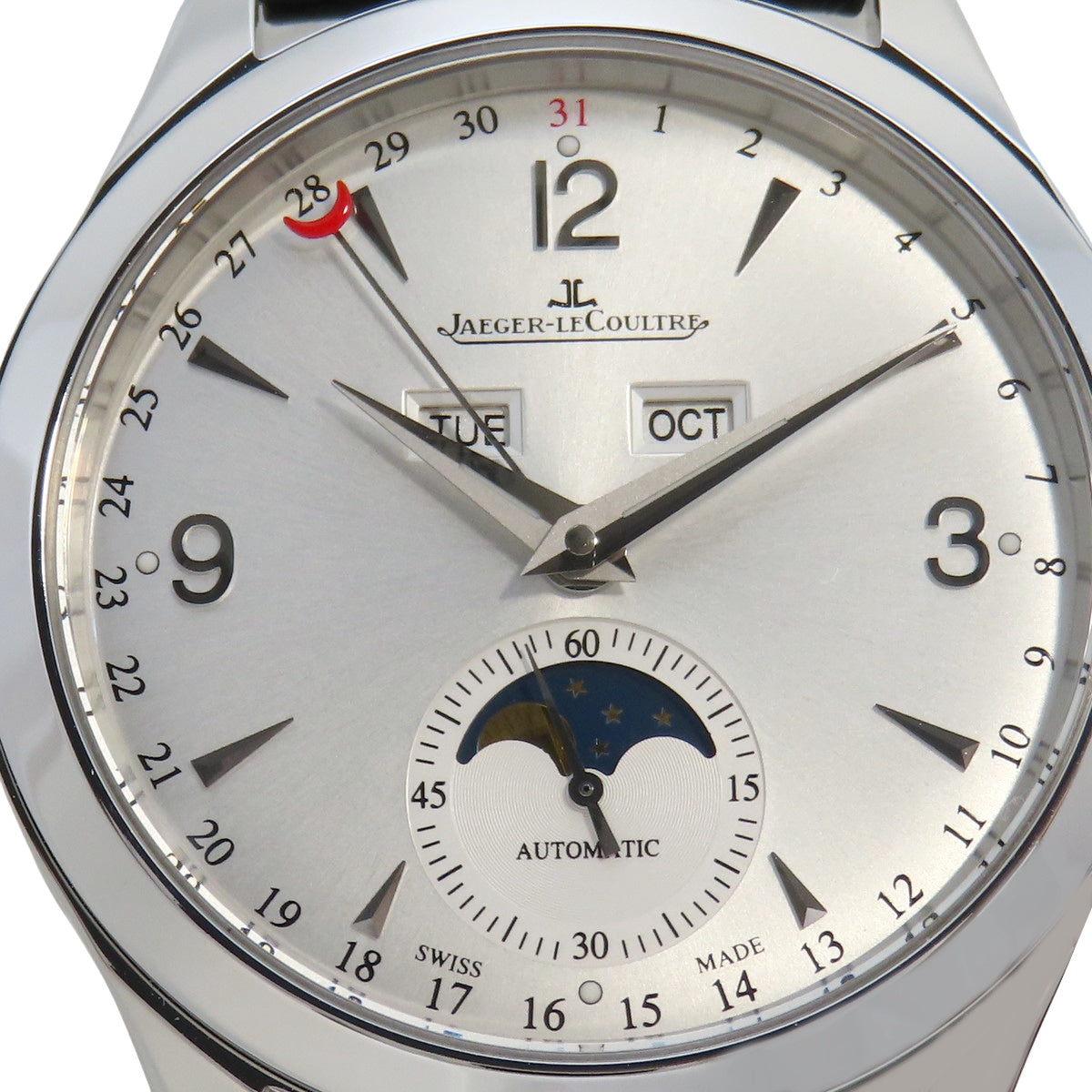 Master Calendar Q1558420 SS/Leather Silver Automatic Men's