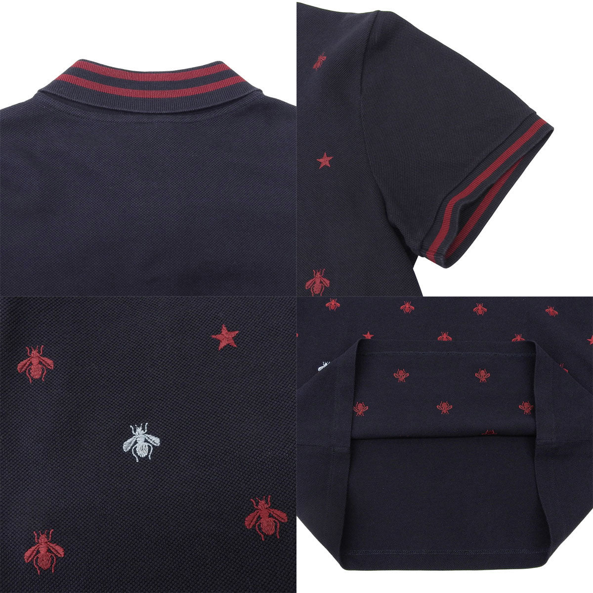 Bee embroidered polo shirt, size L