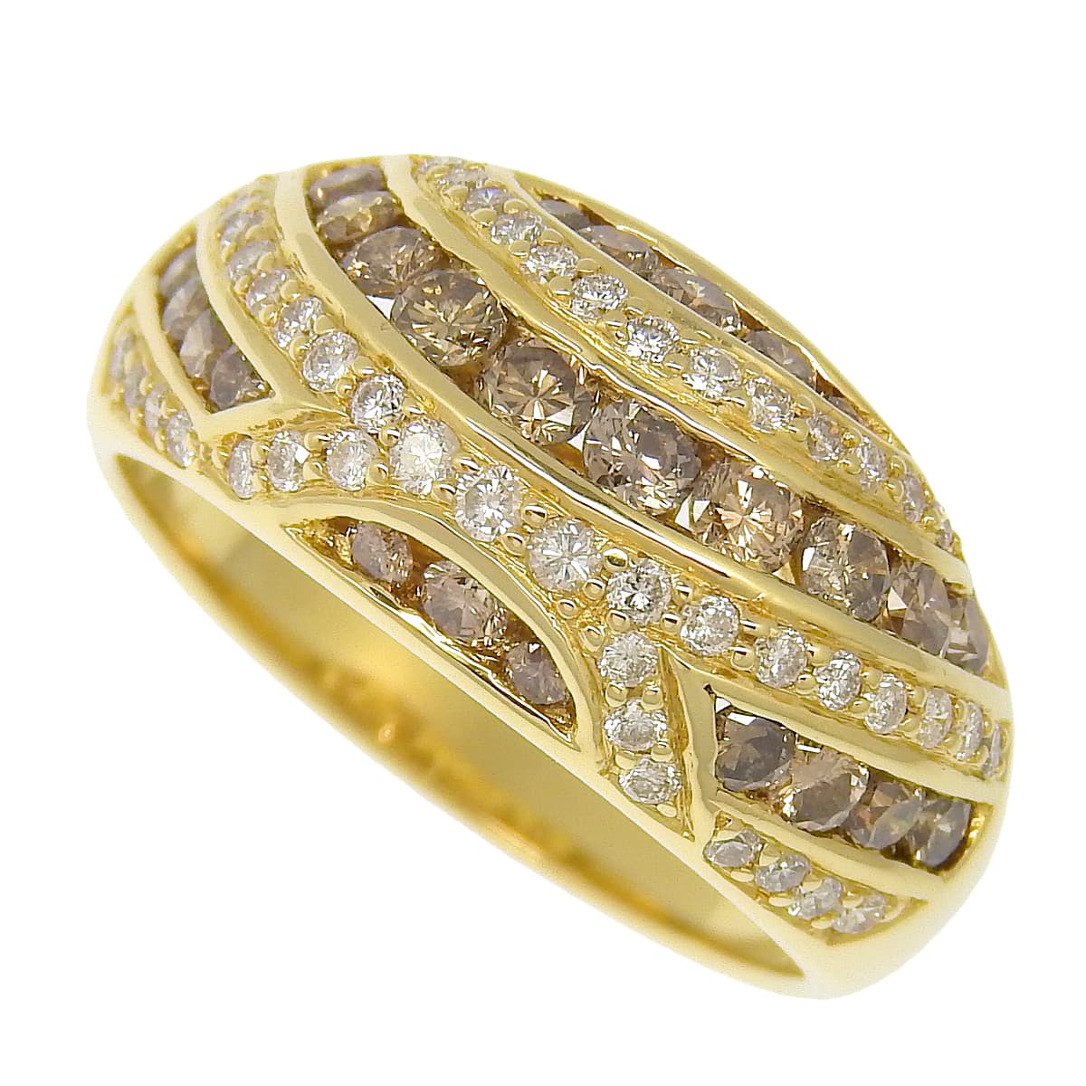 Brown diamond ring in 18K yellow gold