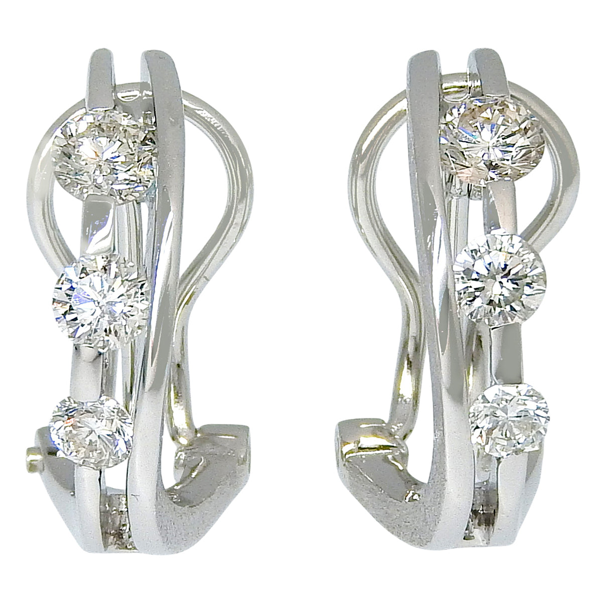 Diamond earrings D0.35,0.35 White gold K18WG 4.5g