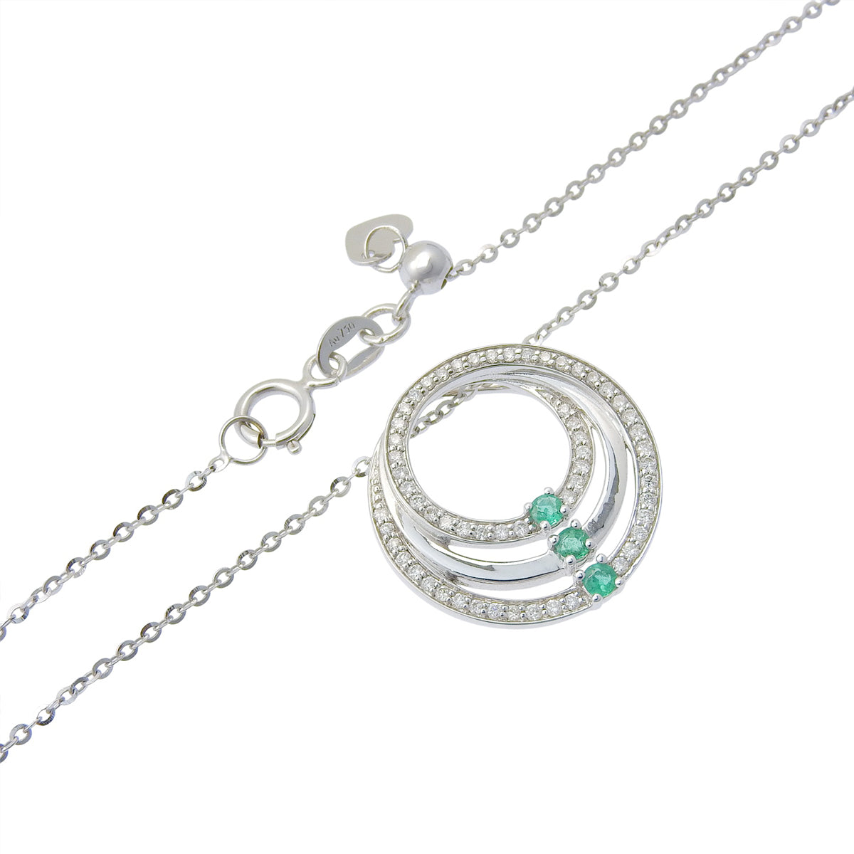 エメラルド ダイヤモンド ネックレス ホワイトゴールド K18WG