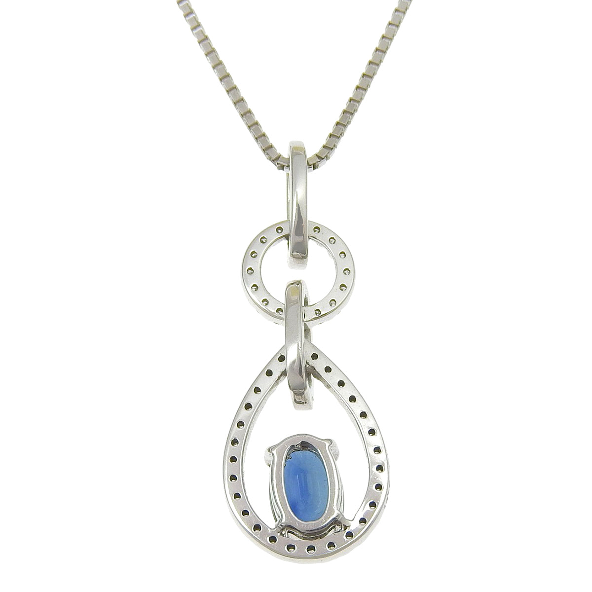 Sapphire teardrop necklace, size S0.72/D0.21, white gold, 18K white gold.