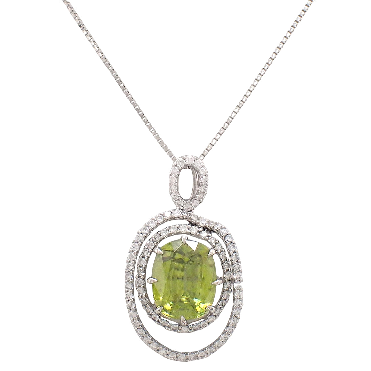 Sphene and Diamond Necklace SP3.77/D0.62 Platinum Pt850 Pt900 7.4g