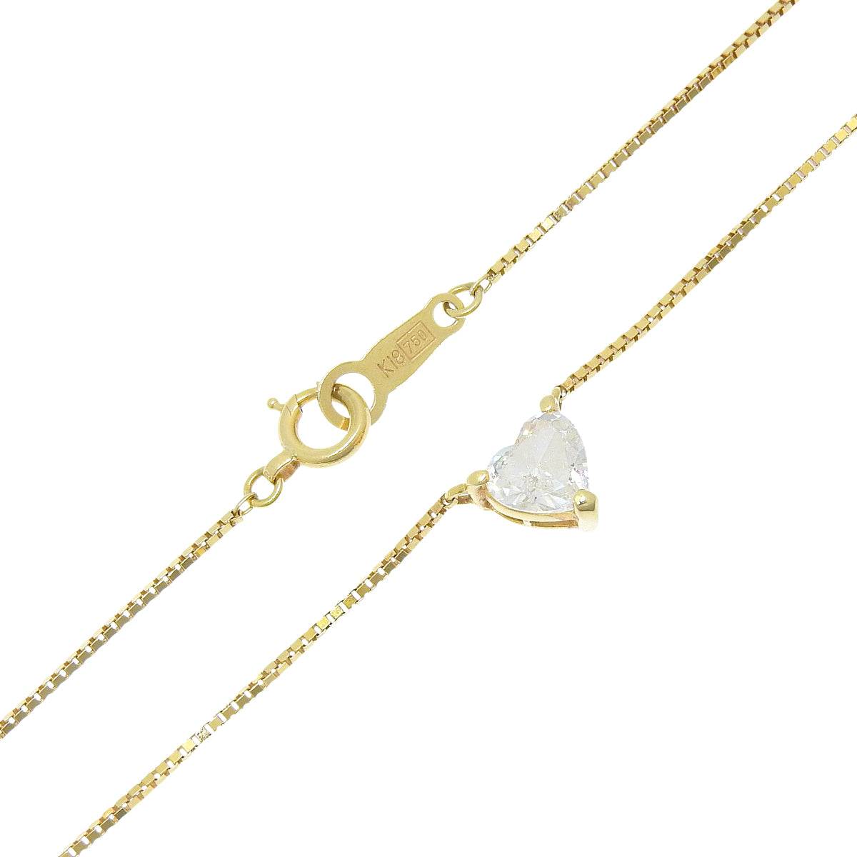 ダイヤモンド ハートシェイプ ネックレス イエローゴールド K18YG