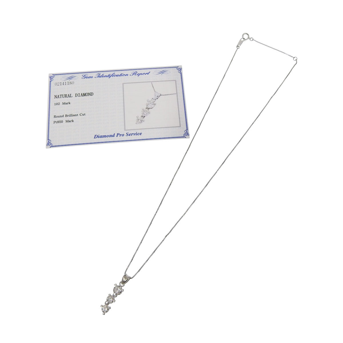 Diamond Trilogy Necklace D1.02 Platinum Pt850 4.6g