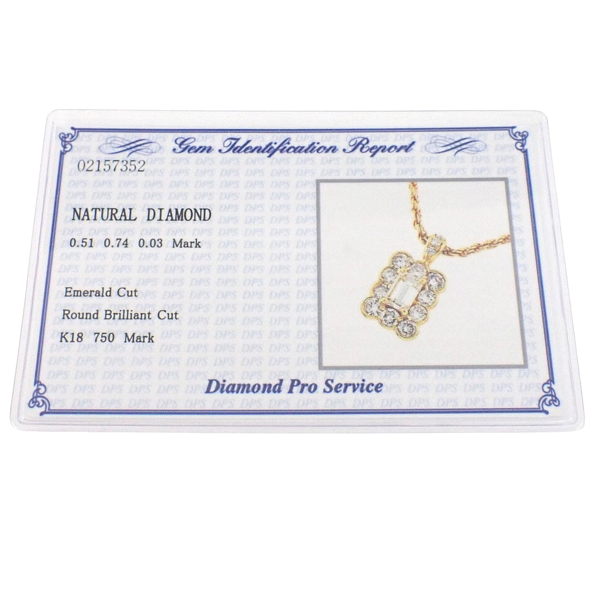 Square Diamond Necklace D0.74,0.51,0.03 Yellow Gold K18YG 6.2g