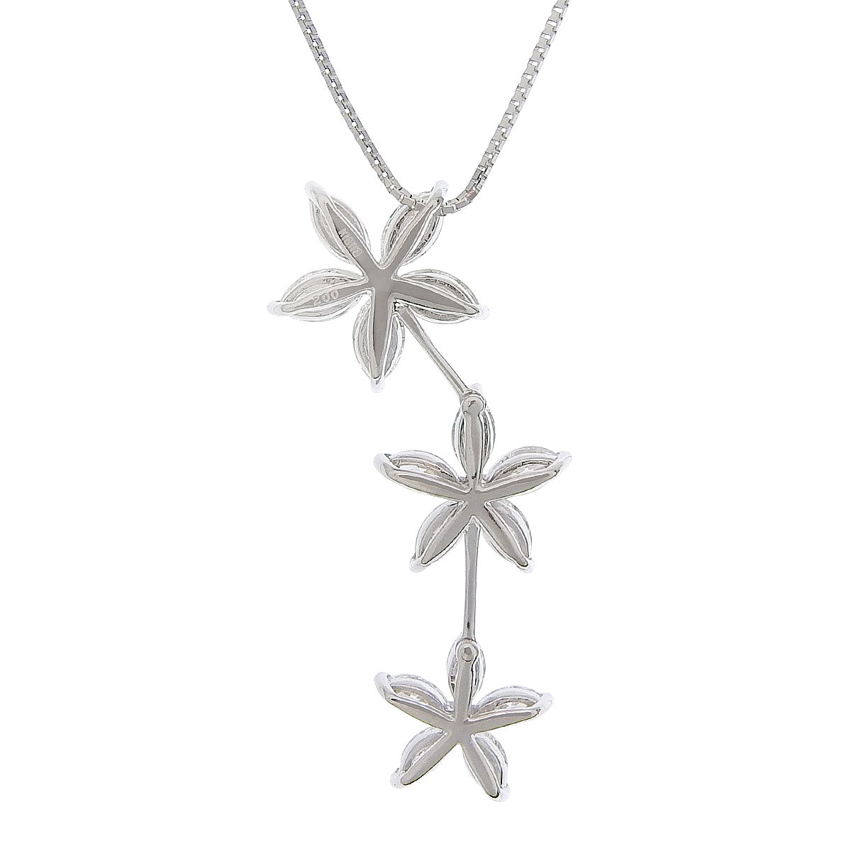 Triple Flower Necklace D2.00 White Gold K18WG 5.8g