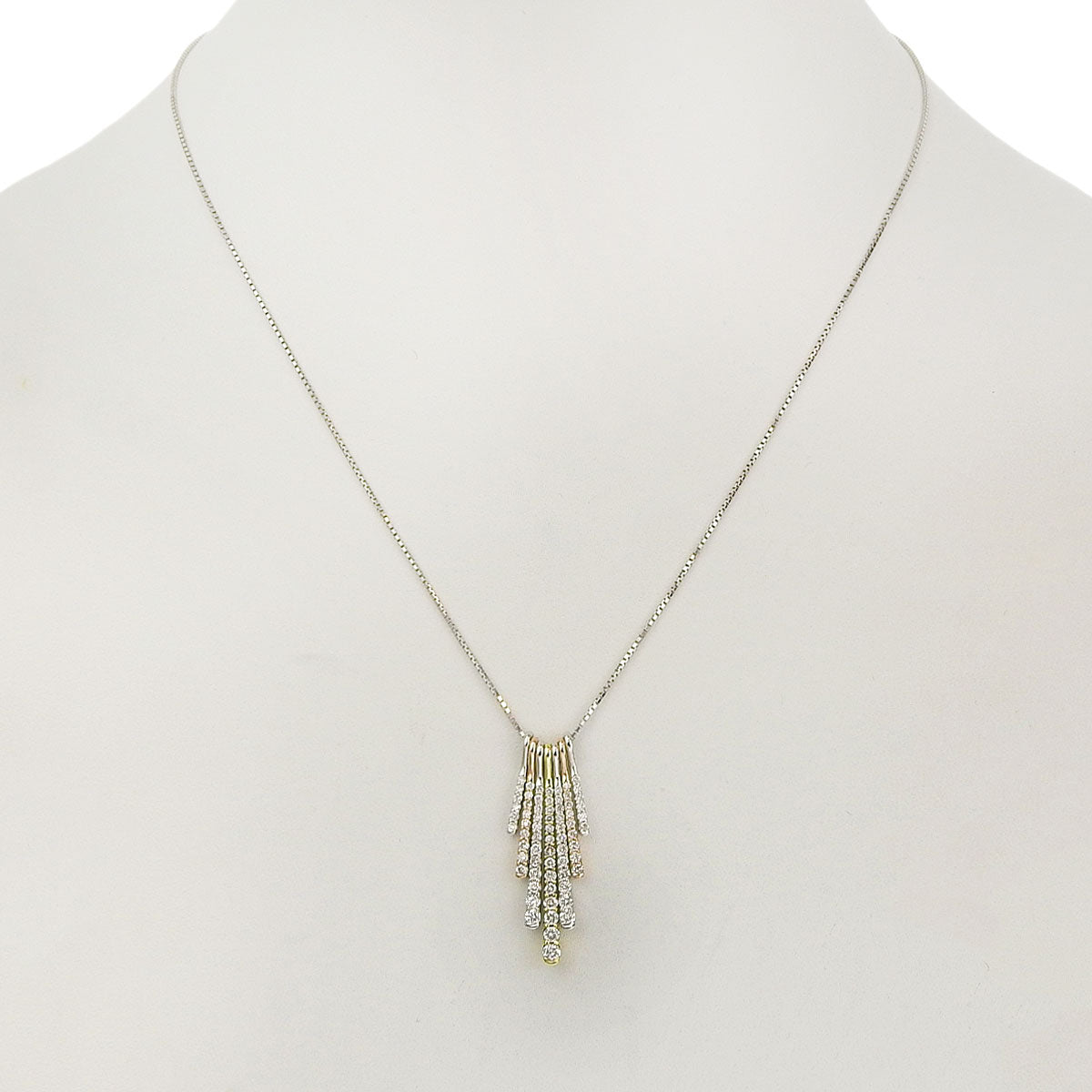 Three-color diamond necklace D0.30, 0.20, 0.10, 0.05 K18WG K18YG K18PG 6.8g