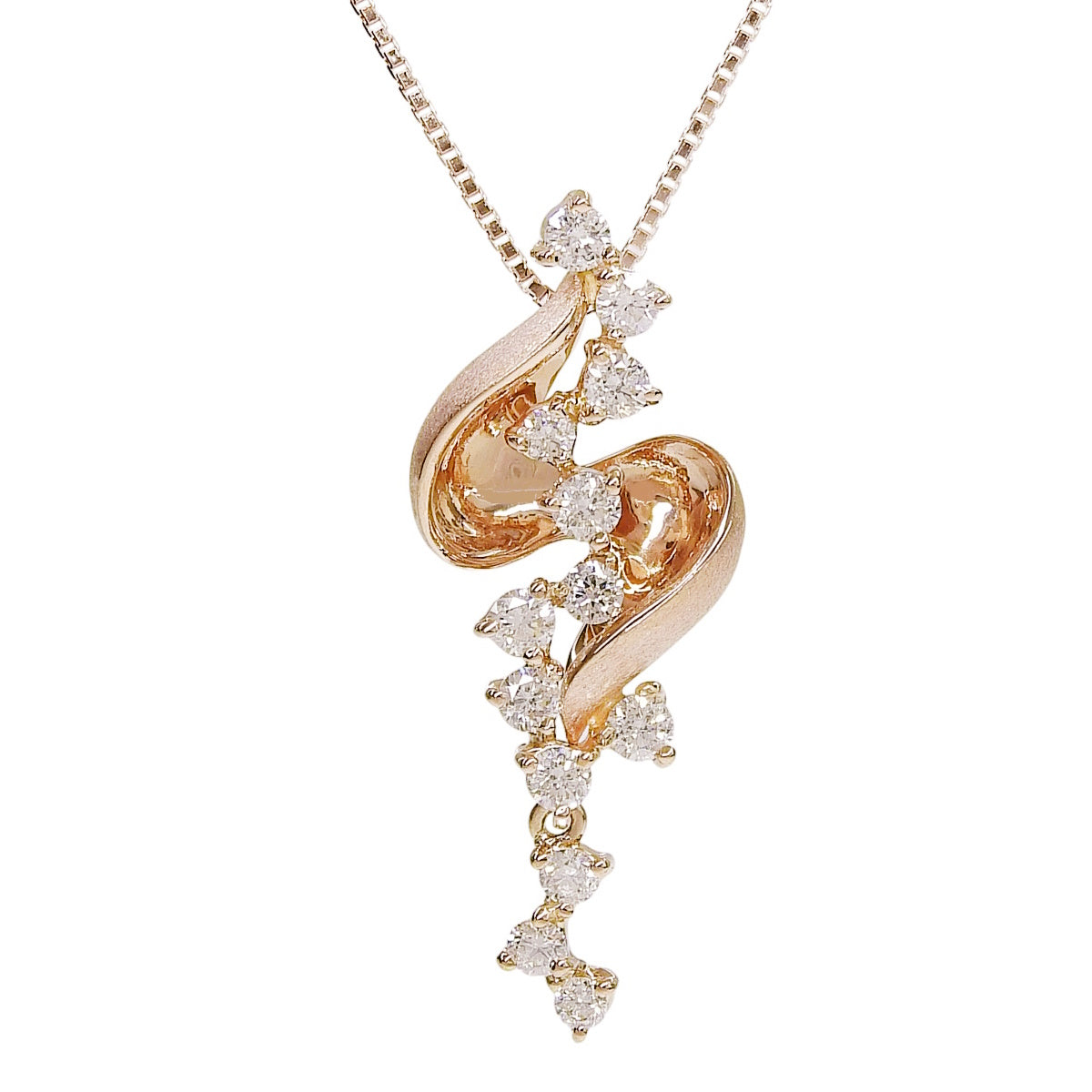 Diamond necklace D0.45 pink gold K18PG 4.4g