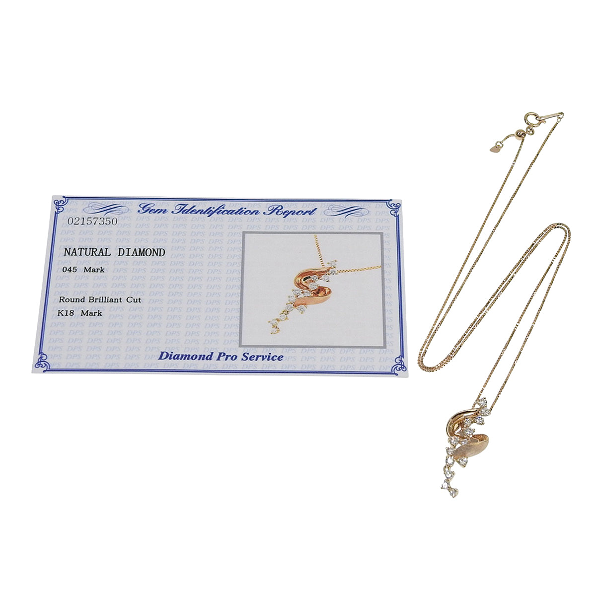 Diamond necklace D0.45 pink gold K18PG 4.4g