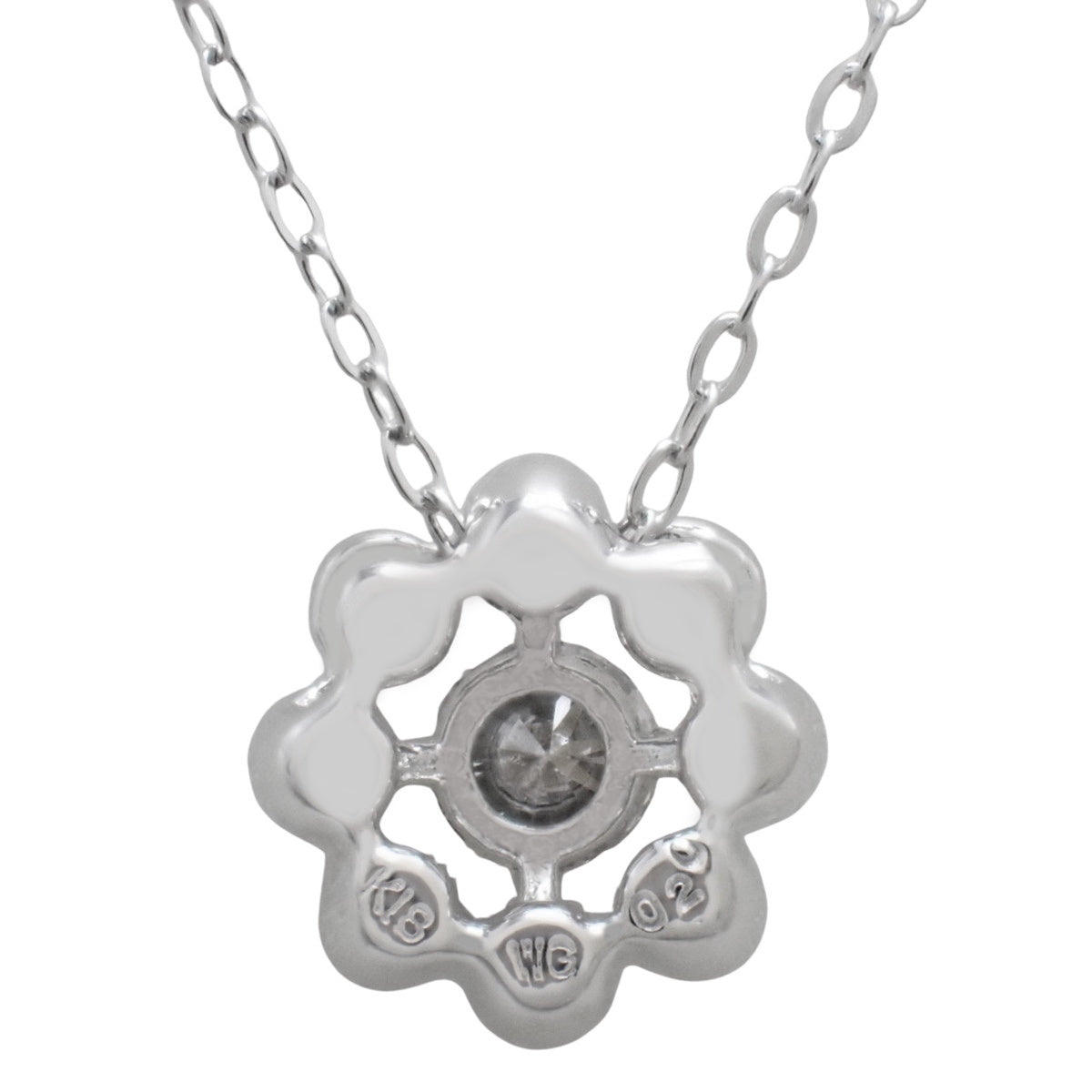 フラワー ダイヤモンド ネックレス D0.20 ホワイトゴールド K18WG 1.5g