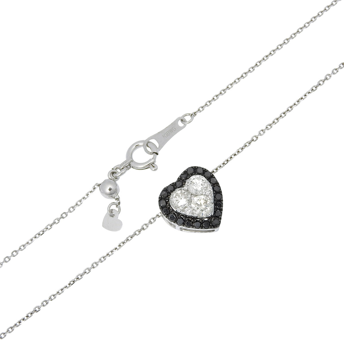 Heart Diamond Necklace D0.35/K0.15 K18WG 2.6g