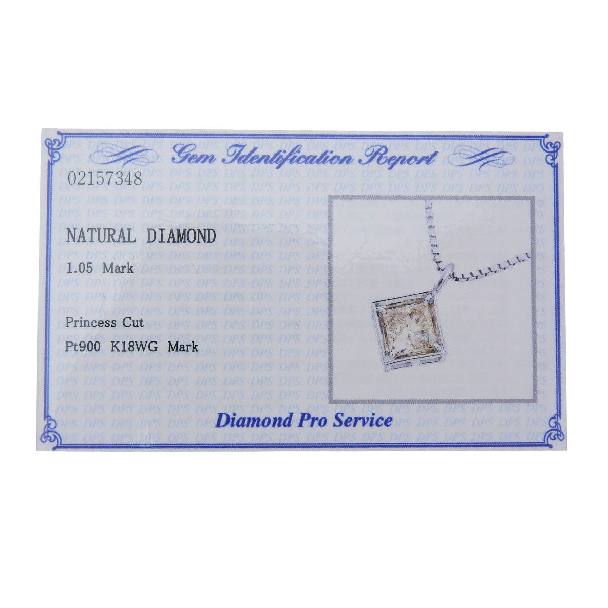 Diamond necklace D1.05, white gold K18WG, platinum Pt900, 5.6g