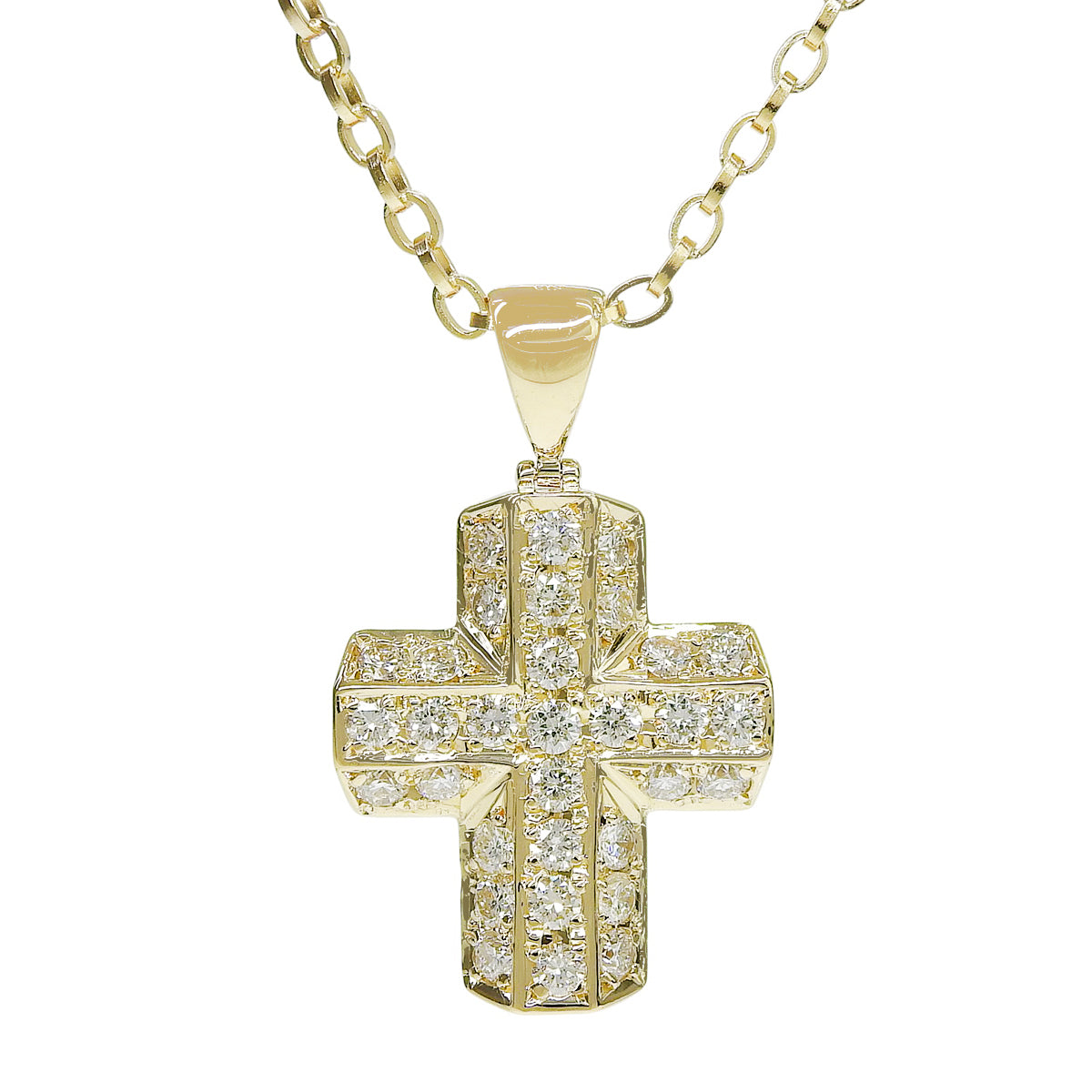 Cross Diamond Necklace D2.03 Yellow Gold K18YG 13.0g