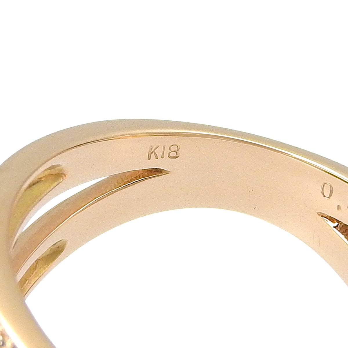 Diamond Double-Strand Cross Ring D0.50 Pink Gold K18PG 6.6g