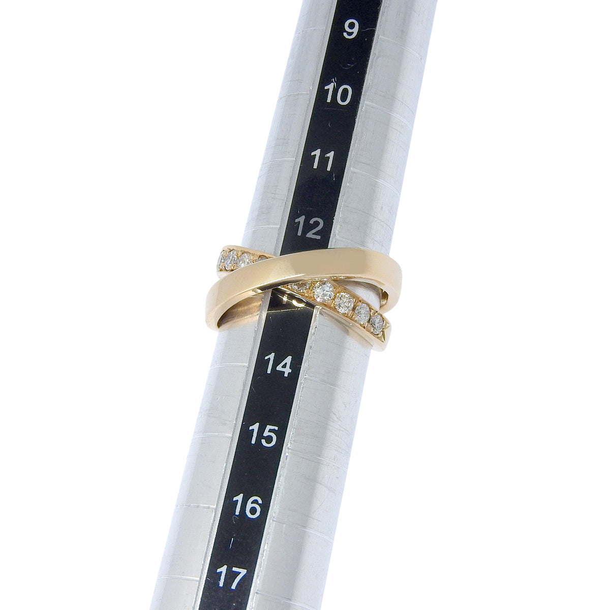 ダイヤモンド 二連風 クロス リング D0.50 ピンクゴールド K18PG 6.6g