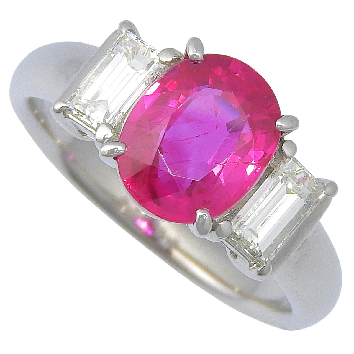 Pink sapphire and diamond ring, PS2.03/D0.58, platinum Pt900, 6.9g